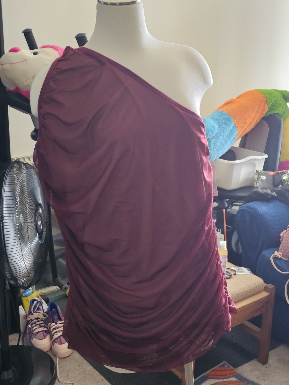 torrid One-Shoulder Ruched Dress in Burgundy